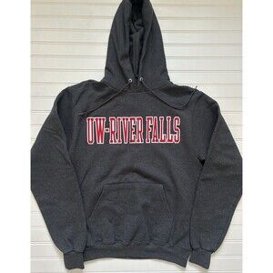 UW River Falls Wisconsin Hoodie Sweatshirt Champion Eco Small Embroidered Gray